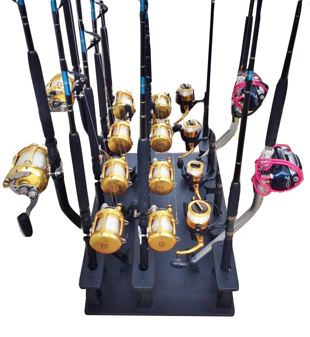 Curved Butt Rod Rack for 5 and a Deep Drop Pole Holder for 6 Rods and Reels
