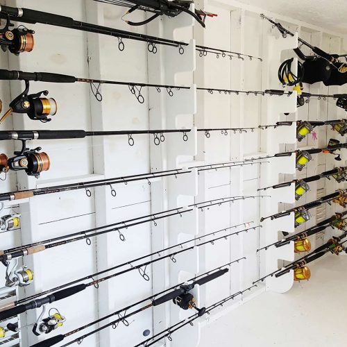 Big Game Fishing Rod Organizer For Curved Butt Rods And Standard